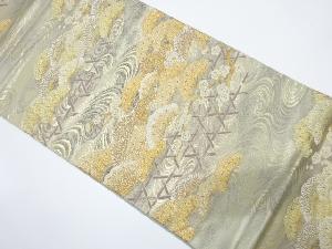 流水に松・梅模様織り出し袋帯